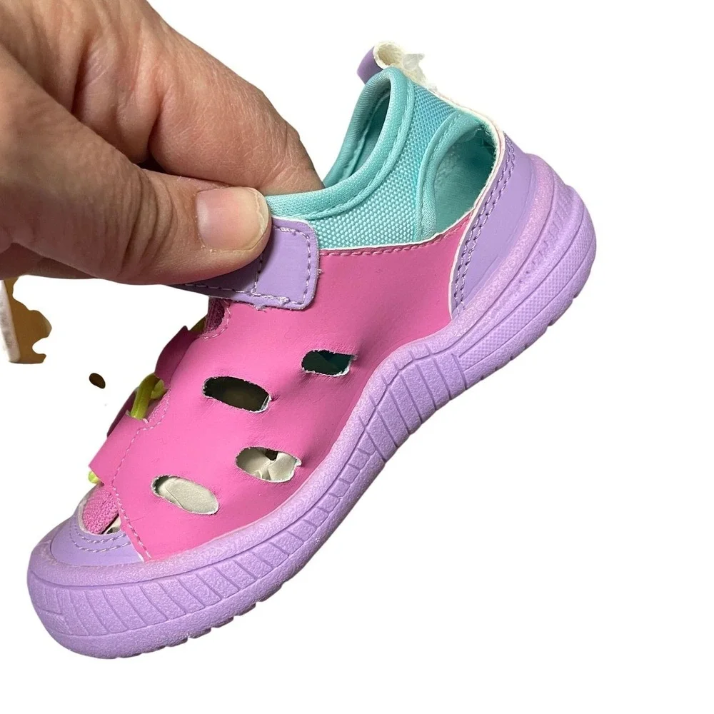 Oomphies Lagoon Sandals Pink Lavender Bungee Hook Loop Girls 8c Kidcore